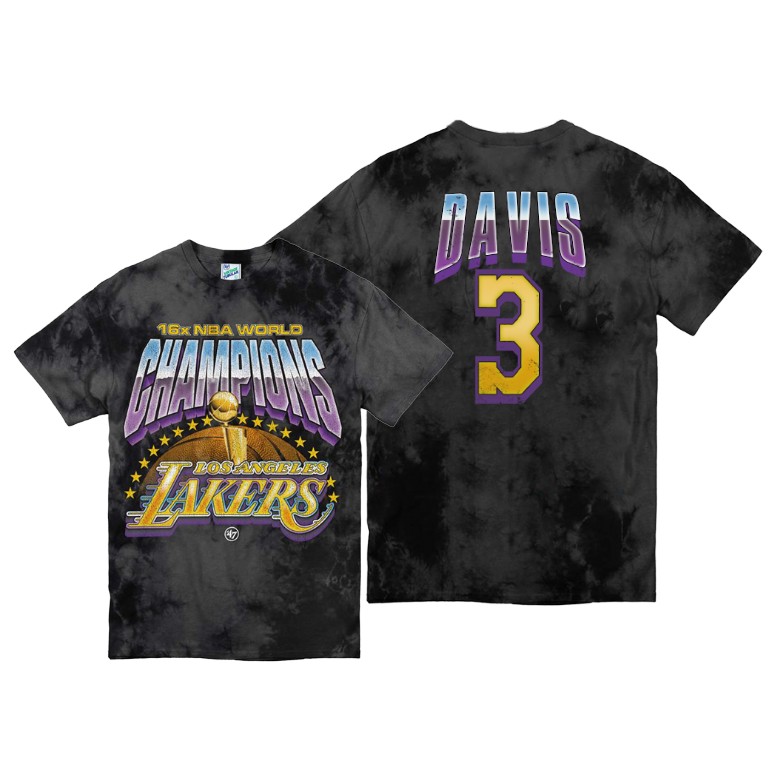 Men's Los Angeles Lakers Anthony Davis #3 NBA Tubular Vintage Kings Of The Court Streaker Throwback Black Basketball T-Shirt KGV2183TL